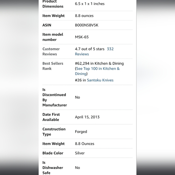 ❤️BUY 2 GET 1 FREE BMAC Knife Professional series 6.5" Santoku w/ dimples MSK-65 - Picture 10 of 16